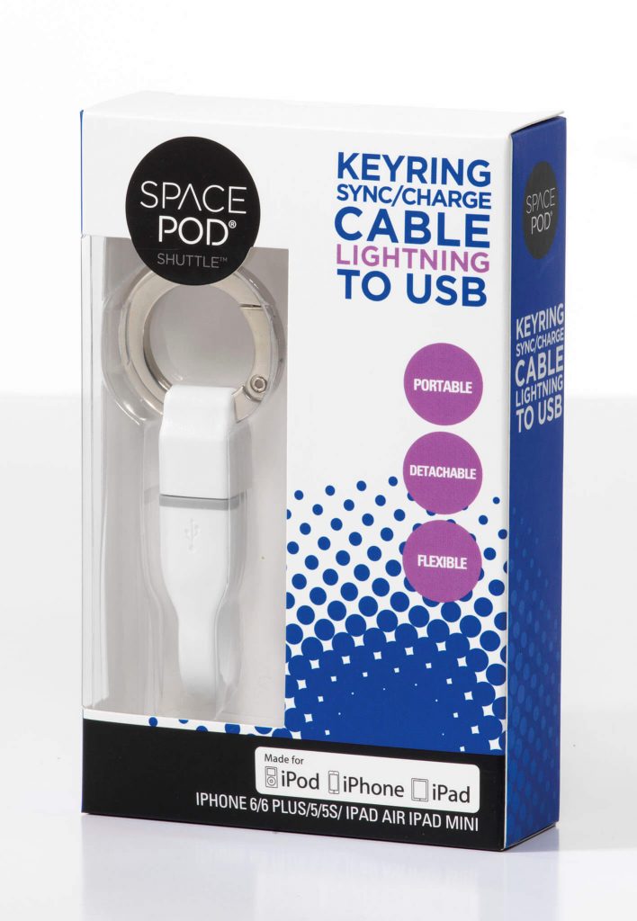Spacepod  Keyring Sync/Charge Lightining Cable